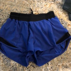 Royal blue and black lululemon hotty hot shorts II